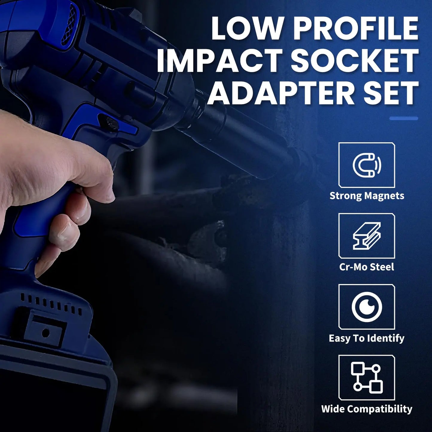 Upgraded Low Profile Impact Socket Adapter Set