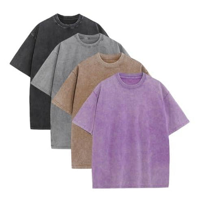 🔥Summer Flash Sale 50% OFF - 4 Pack Oversized Tshirts for Men Gym Vintage Heavyweight T Shirts Cotton Workout Acid Wash Baggy Tees