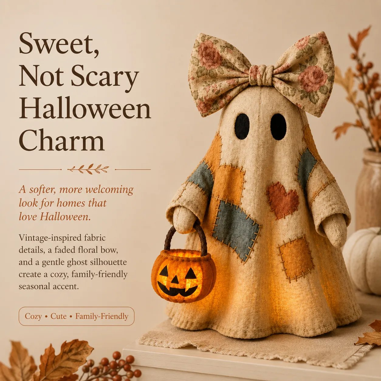 🎃Lighted Vintage Patchwork Ghost
