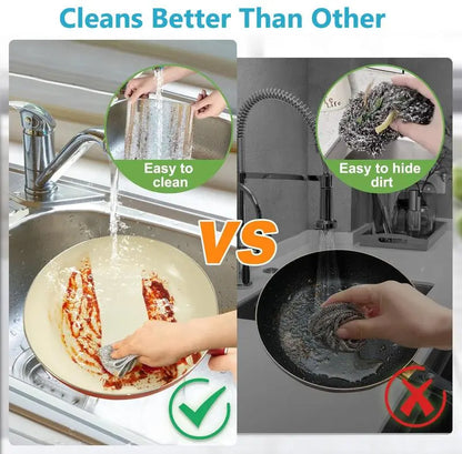 ⏳LAST DAY BUY 2 GET 1 FREE!!🧽10 Counts Wet Dry Non-Scratch Wire Dishcloth, Reusable Kitchen Cleaning Rag