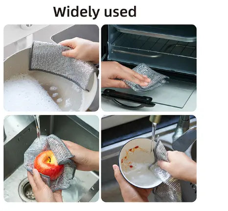 ⏳LAST DAY BUY 2 GET 1 FREE!!🧽10 Counts Wet Dry Non-Scratch Wire Dishcloth, Reusable Kitchen Cleaning Rag