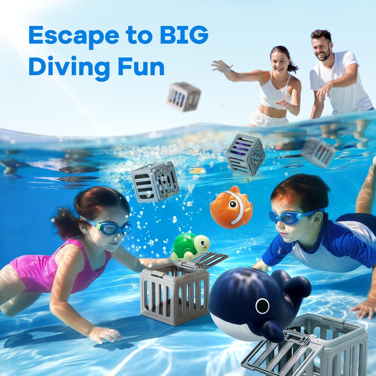 🔥HOT SALE 49% OFF 🔥 Kids Pool Diving Toys--With floating animals and weighted cages