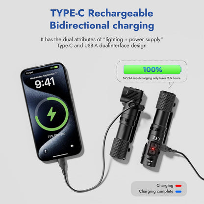 Rotatable Two-Way Magnetic EDC Flashlight – High Performance Outdoor & Emergency Torch