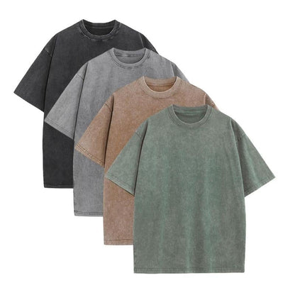 🔥Summer Flash Sale 50% OFF - 4 Pack Oversized Tshirts for Men Gym Vintage Heavyweight T Shirts Cotton Workout Acid Wash Baggy Tees