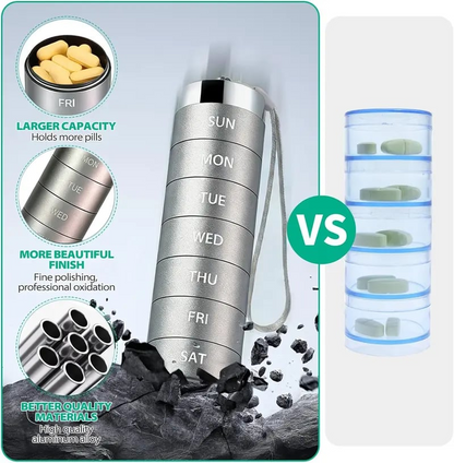 💊Portable Metal Pill Organizer – 7-Day Medicine, Vitamin & Supplement Holder
