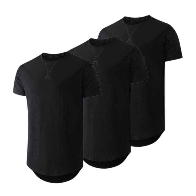 🔥Summer Flash Sale 50% OFF - Mens 3 Pack Cotton Hipster Hip Hop Longline Crewneck T-Shirt
