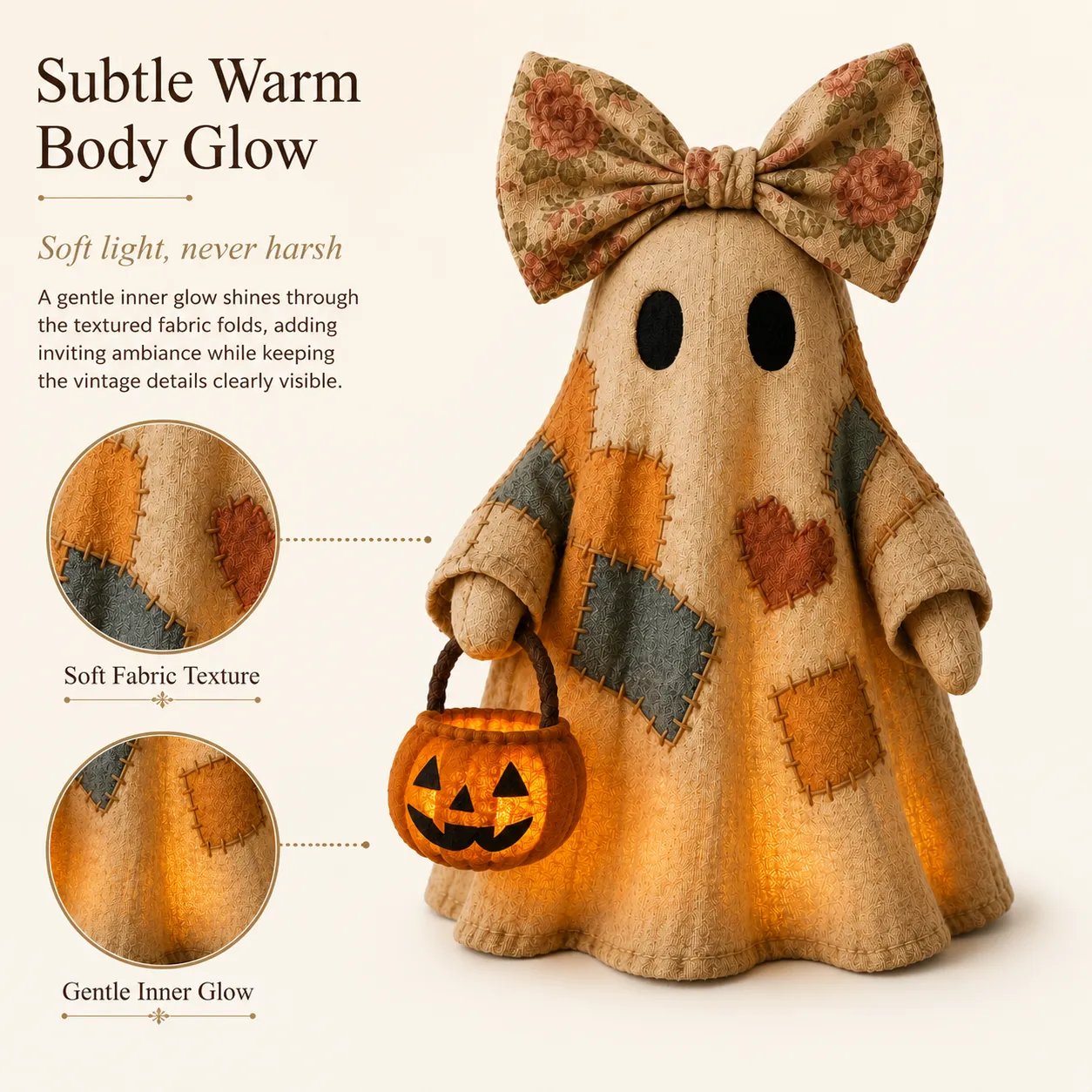 🎃Lighted Vintage Patchwork Ghost