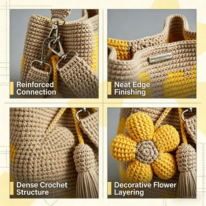 🌸 Handmade Crochet Flower Tote Bag – Fashionable Shoulder & Crossbody Bag for Women, Stylish Daily Commuting Purse 👜✨
