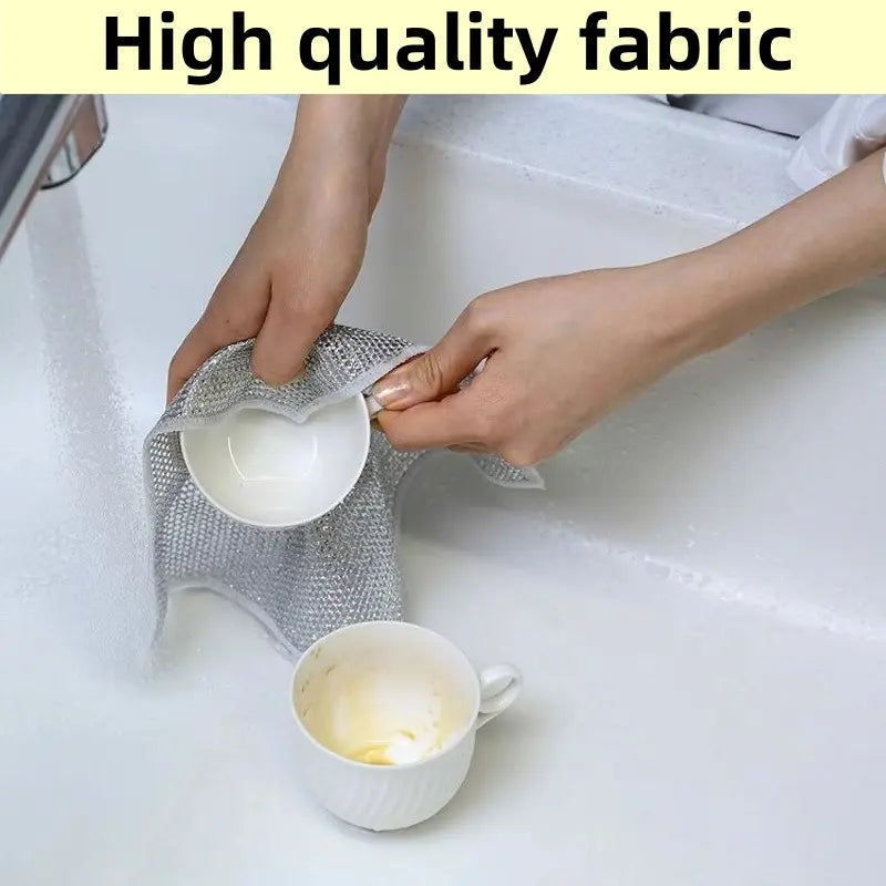 ⏳LAST DAY BUY 2 GET 1 FREE!!🧽10 Counts Wet Dry Non-Scratch Wire Dishcloth, Reusable Kitchen Cleaning Rag